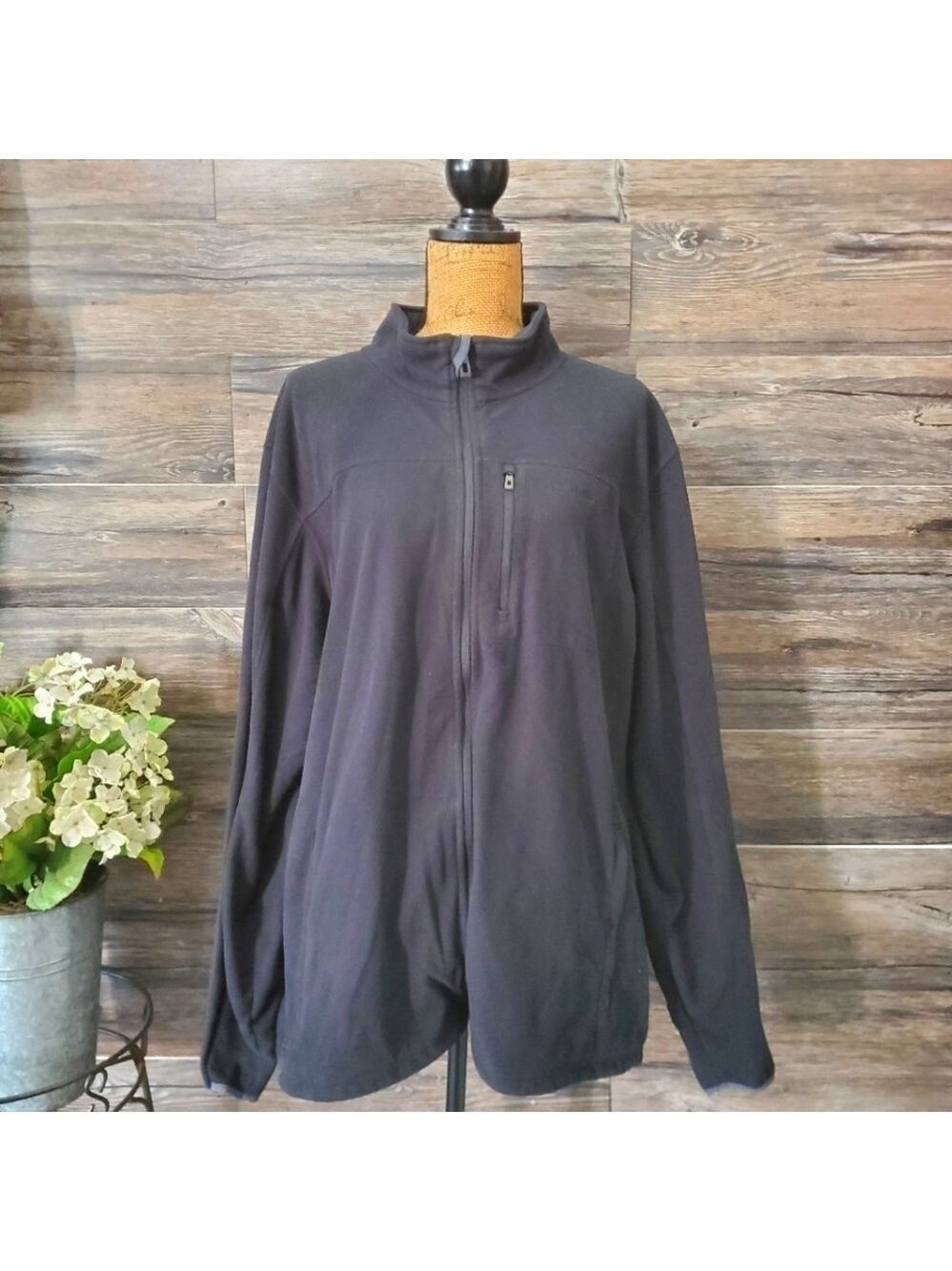 LL Bean Men's Black Fleece Full Zip Jacket XXL